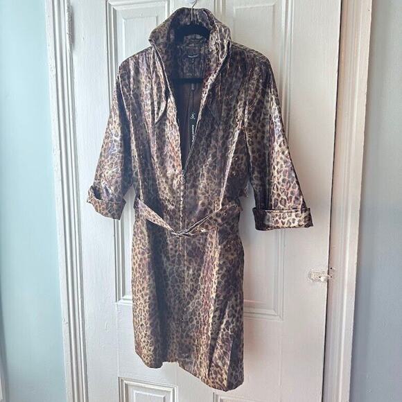 Samuel Dong Coat Womens Medium Animal Print Belted Mobwife Trenchcoat NWT - Picture 1 of 8